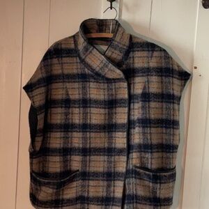 Anthropology Andersen & Lauth Colorful Plaid capelet oversized Cottagecore